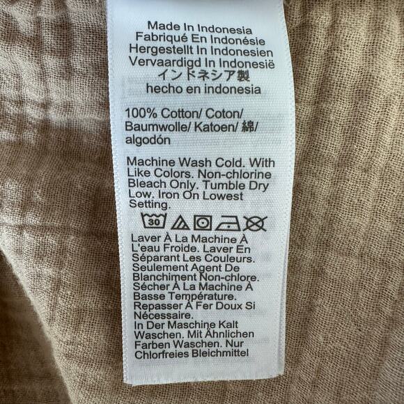 J. Crew Factory Gauze Button Up Shirt Women Medium Tan Long Sleeve Cotton Basic - Picture 5 of 6